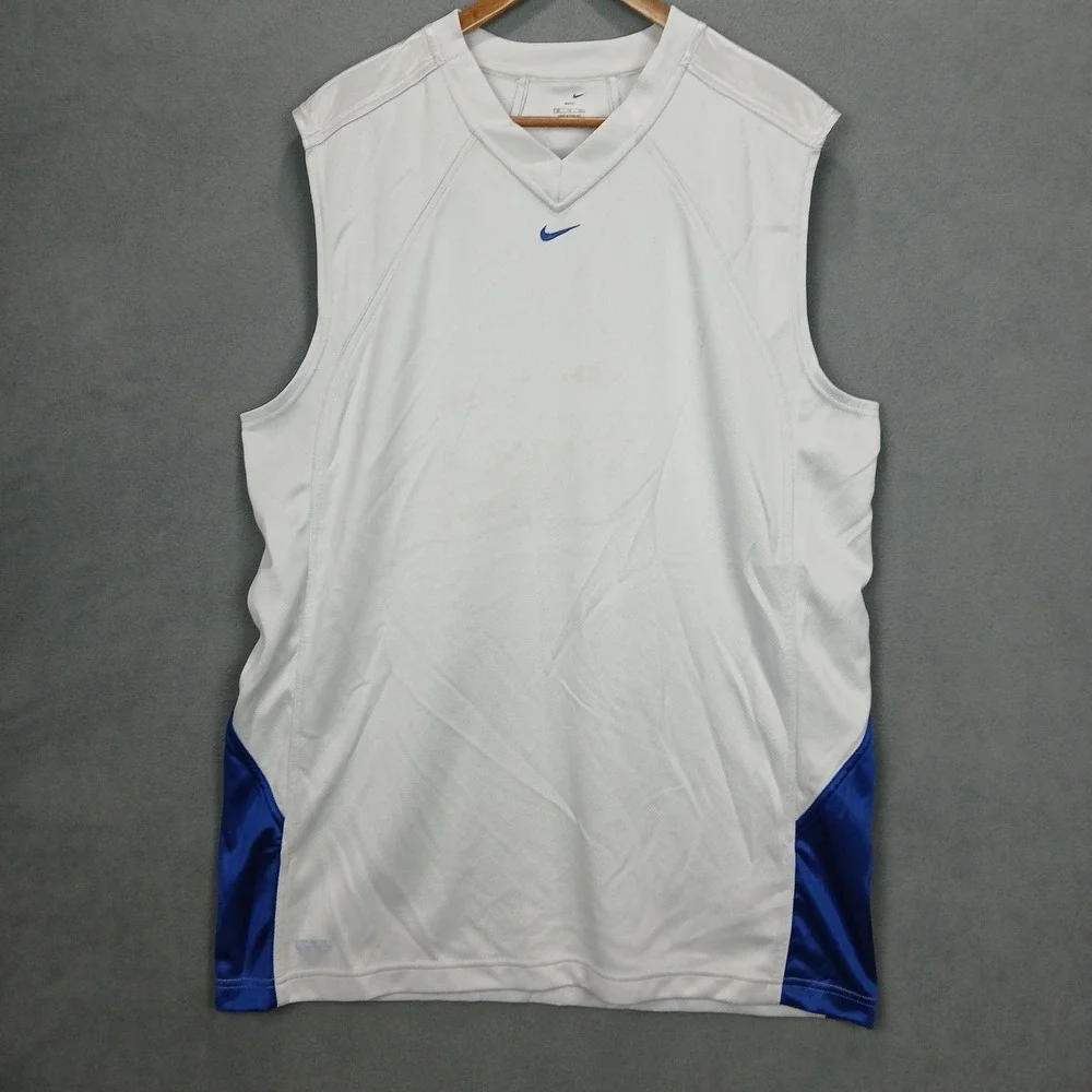 Nike Hoop Tech Dri Fit Basketball Jersey Mens XL Light Gray Swoosh Logo V‎ Neck